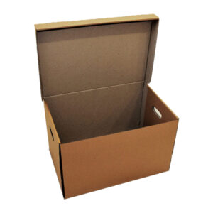 Картонная архивная коробка А3 (480*325*295 мм) с ручками и с крышкой, короб из гофрокартона Т23