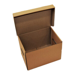 Картонная архивная коробка А4 (325*235*235 мм) с ручками и с крышкой, короб из гофрокартона Т23